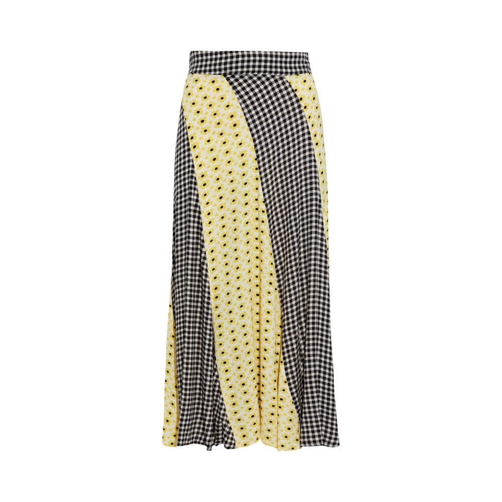 Ganni Paneled Crepe Midi Skirt